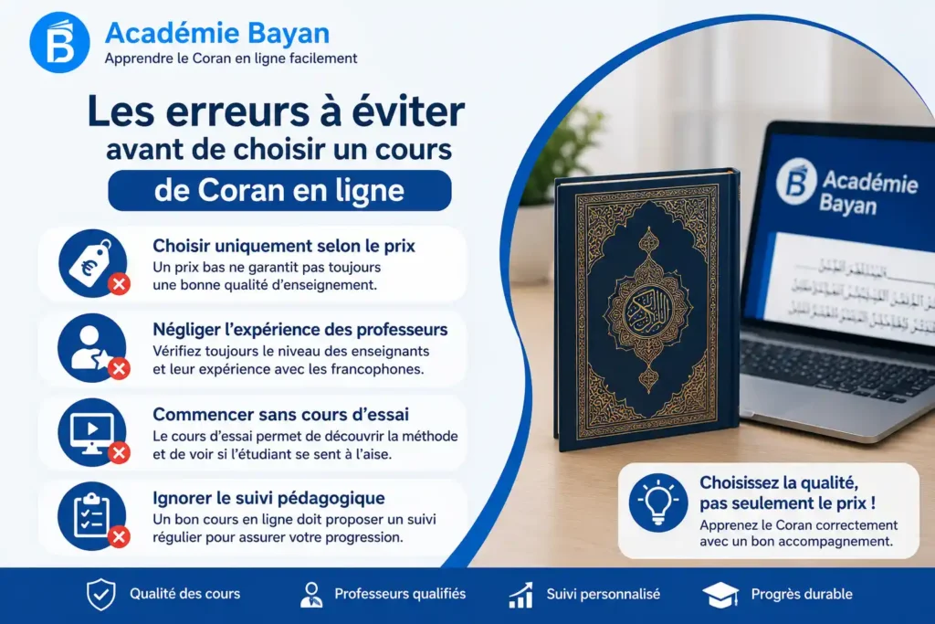 Les erreurs à éviter avant de choisir un cours de Coran en ligne meilleur cours de Coran en ligne