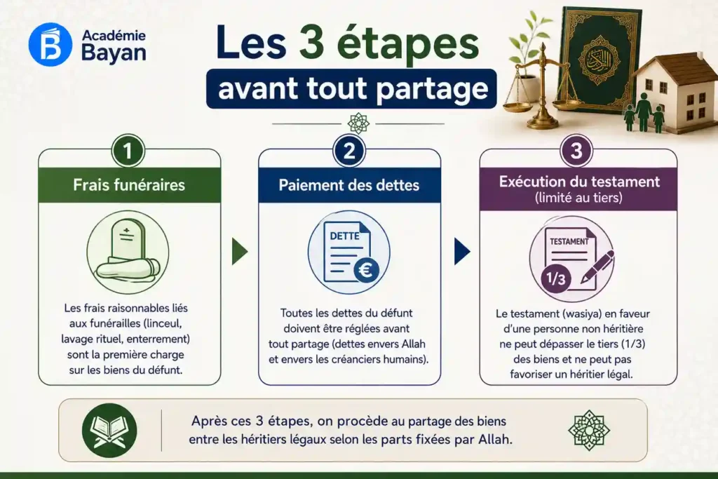 Les trois étapes avant le partage d'un héritage en islam