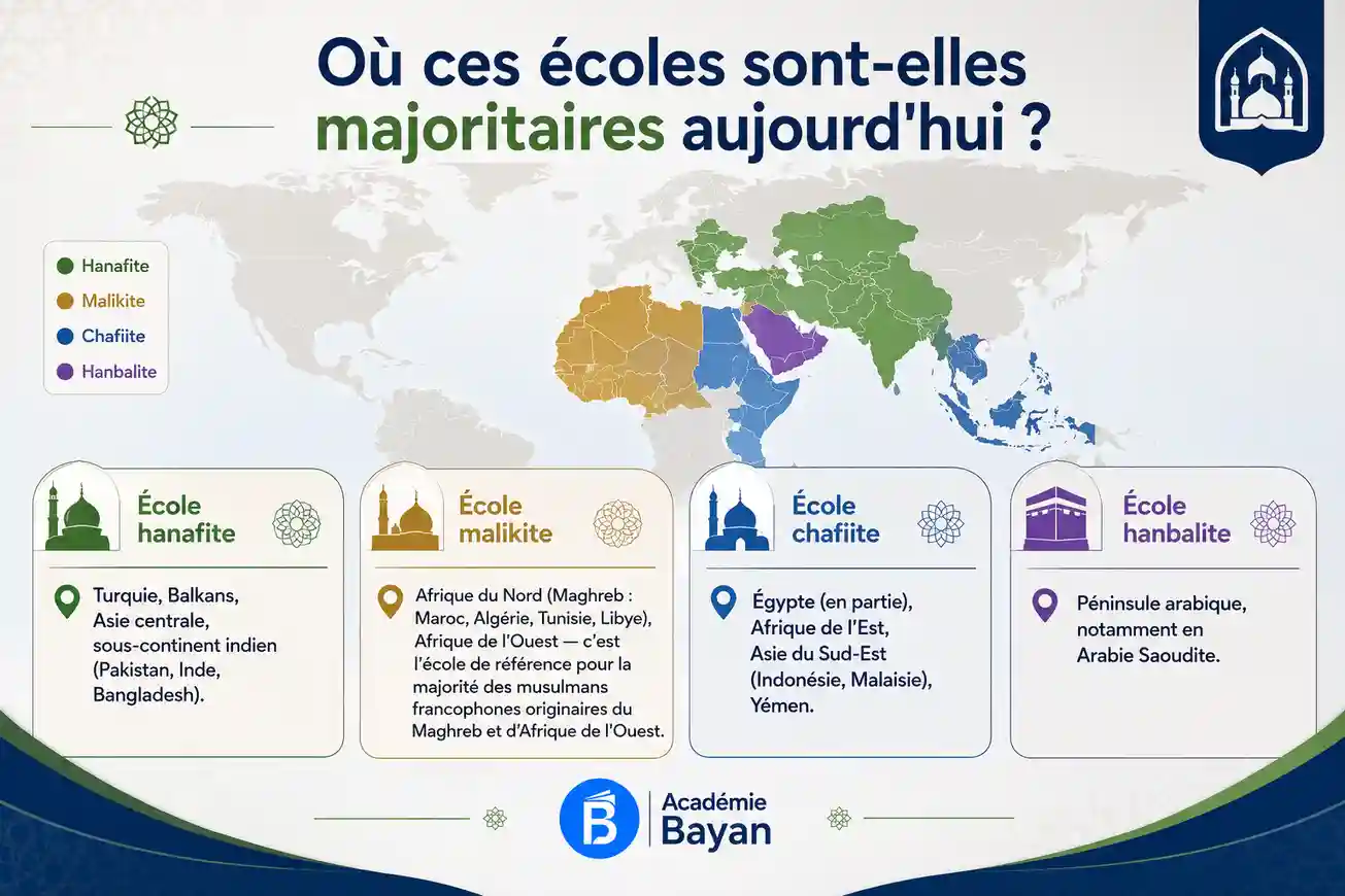 Les 4 quatre écoles juridiques de l'islam sunnite
