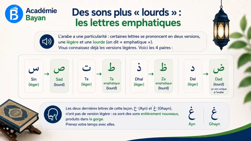 Paires de lettres légères et lourdes en arabe