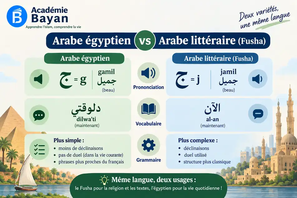 Différences entre arabe égyptien et Fusha