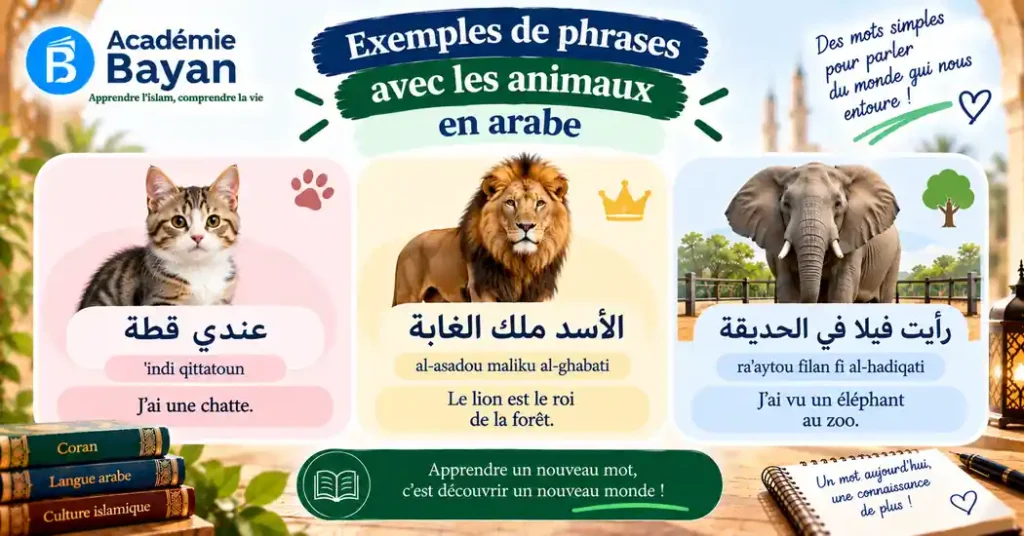 Exemples de phrases avec des animaux en arabe
