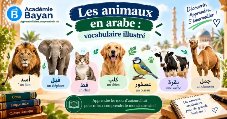 Les animaux en arabe, vocabulaire illustré